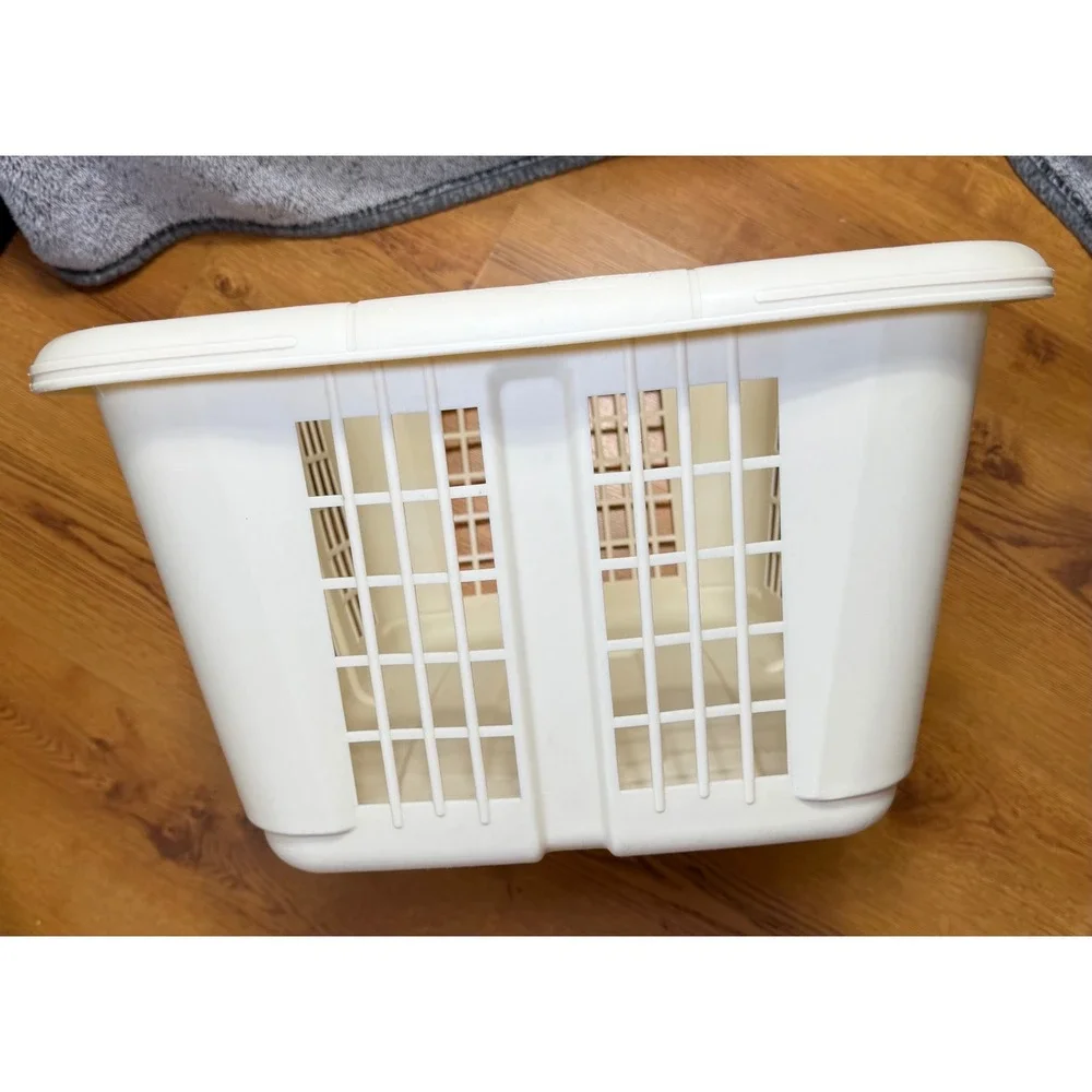 Vintage‎ Rubbermaid Almond Laundry Basket Model 2854 USA Made Neutral Minimalist